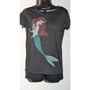 Disney Little Mermaid Ariel Graphic T Shirt Gray Womens Tee Small